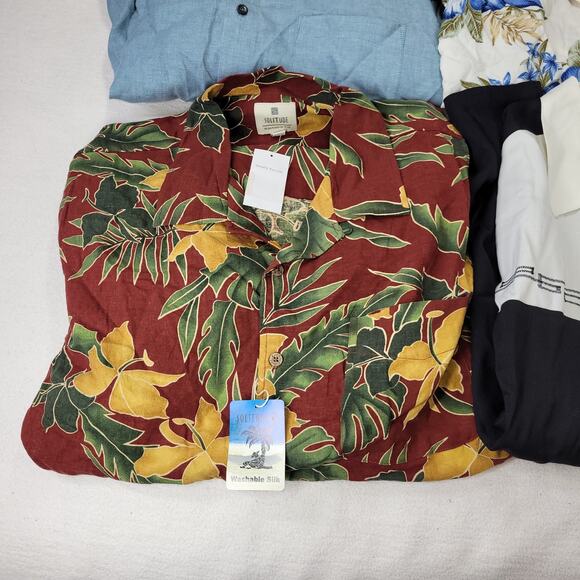 Vintage Hawaiian Shirt Mens Sz Large Lot of 5 Rayon Linen Silk NWT Y2k Summer - Picture 2 of 12